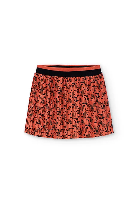 Falda estampada de punto naranja