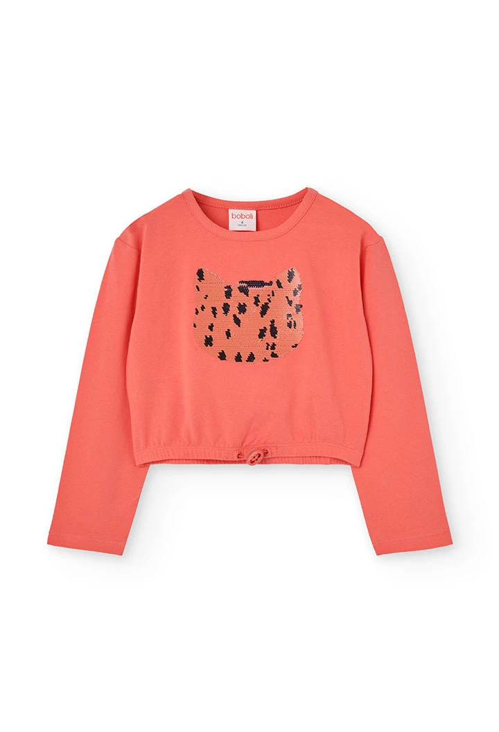 Maglietta bambina in maglia arancione