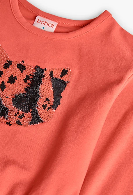 Mädchen T-Shirt aus orangefarbenem Strick