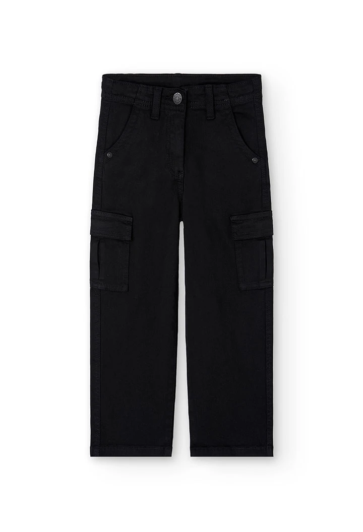 Pantaloni bambina in cotone nero