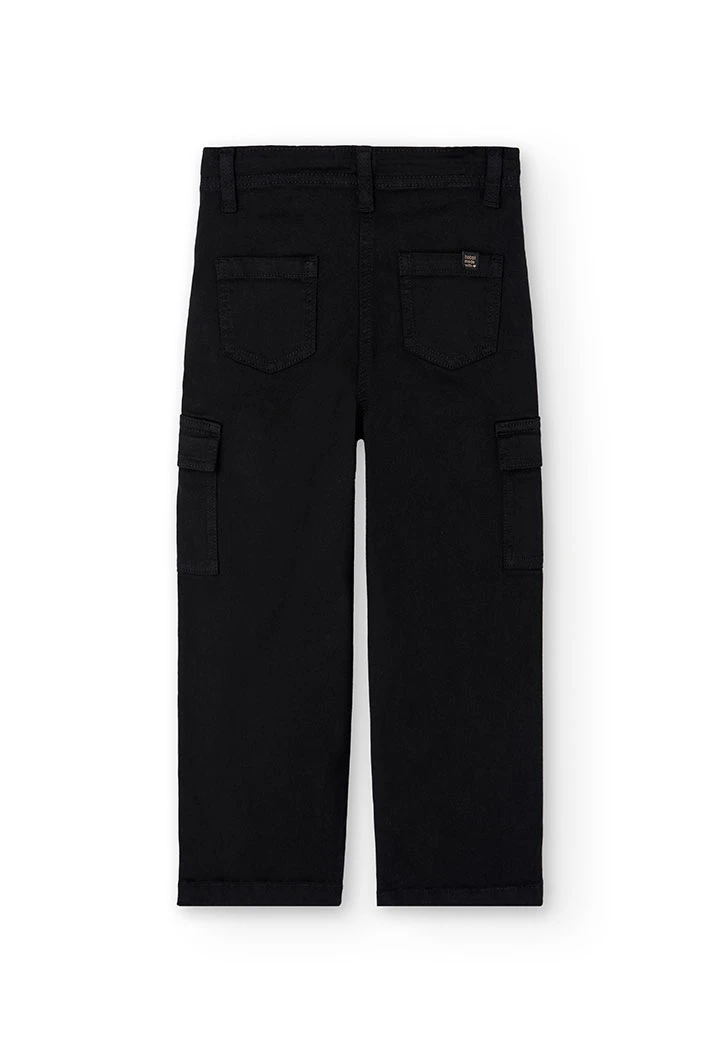 Pantalon fille coton en noir