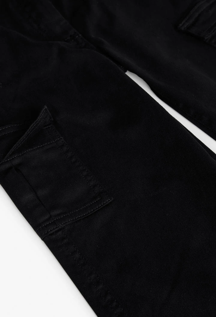 Pantalon fille coton en noir