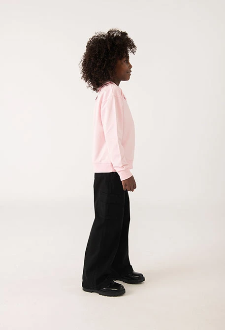 Pantalon fille coton en noir