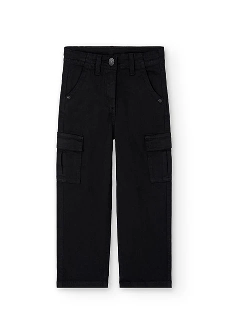 Pantalón niña algodón en negro