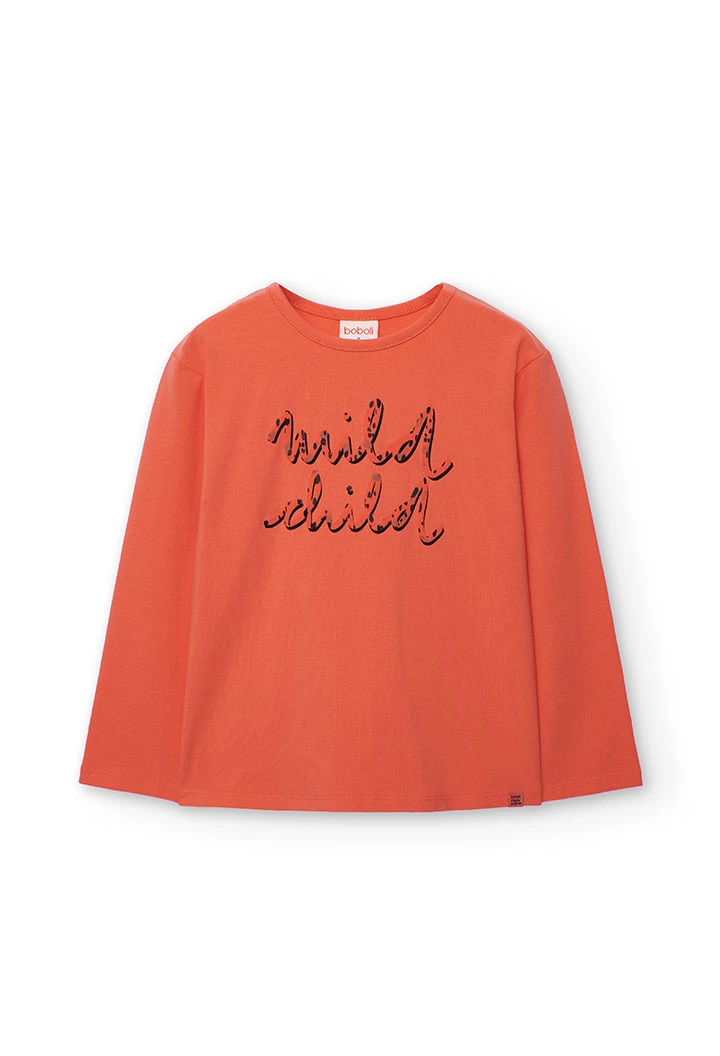 T-shirt fille en coton orange