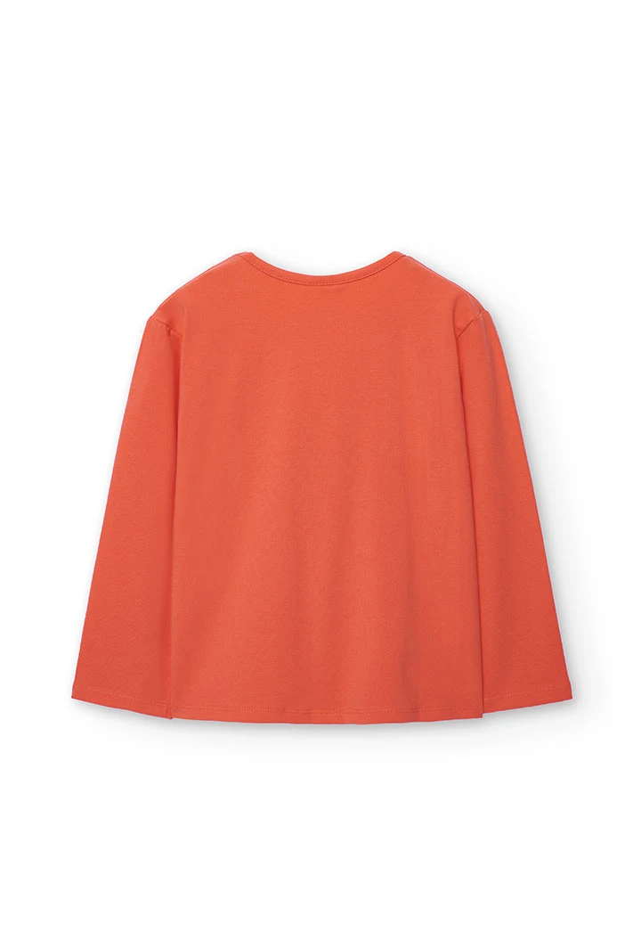 T-shirt de menina em algodão laranja