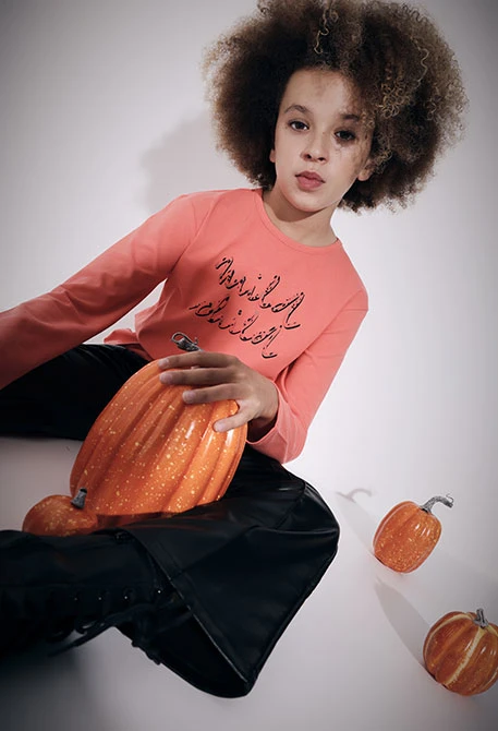 Orange cotton girl´s T-shirt