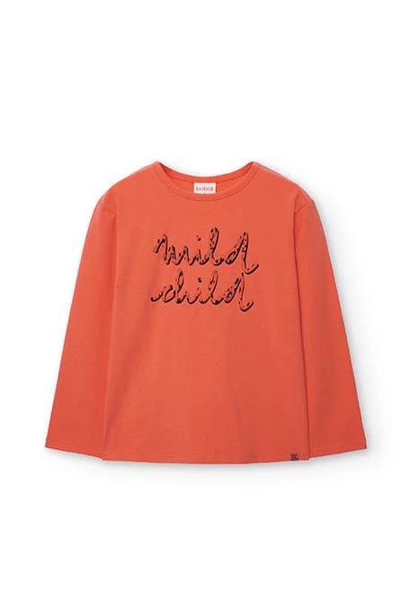 T-shirt fille en coton orange