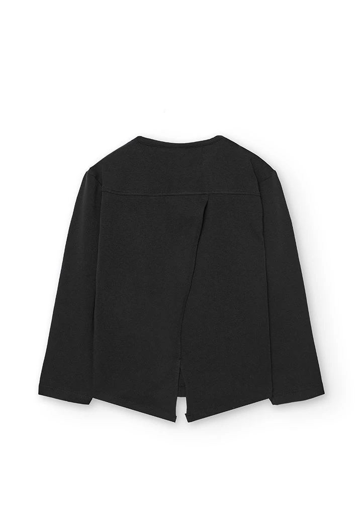 T-shirt fille coton noir coeur