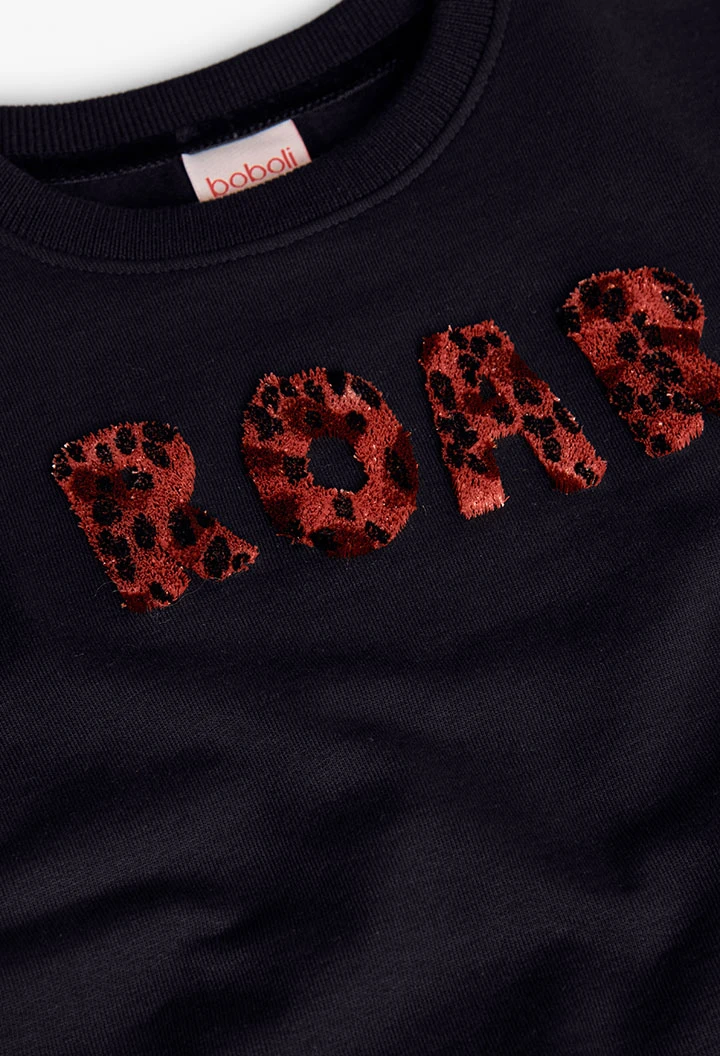 Schwarzes Sweatshirt für Mädchen aus Frottee