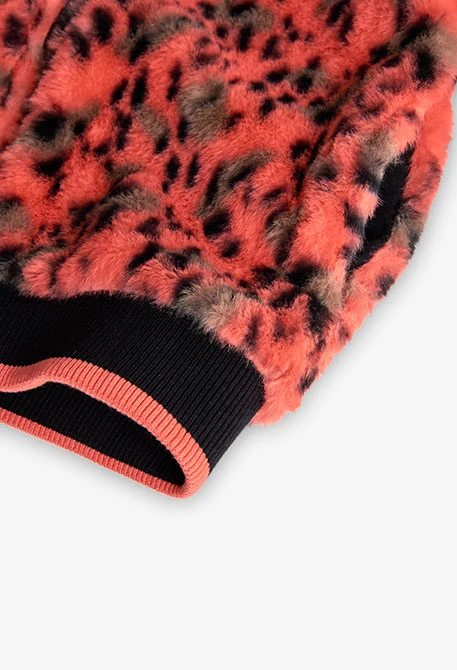 Casaco menina malha estampado laranja