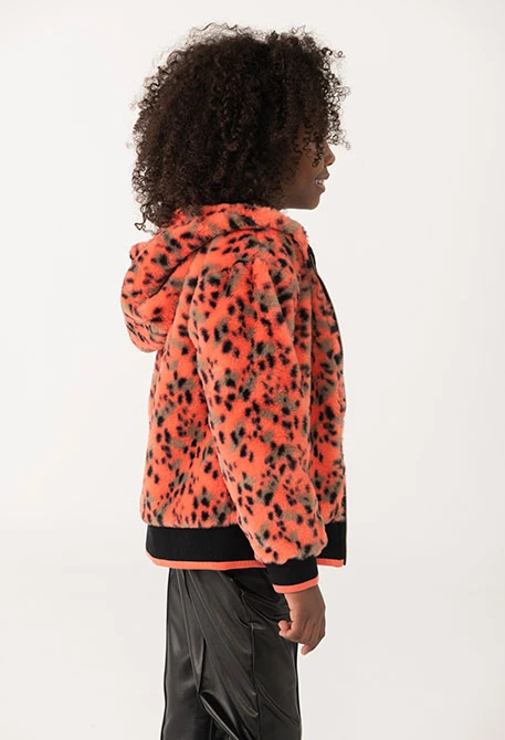Veste fille maille imprimée orange