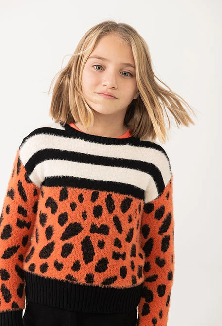 Pull fille imprimé animal