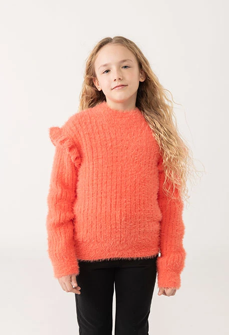 Pull-over fille orange