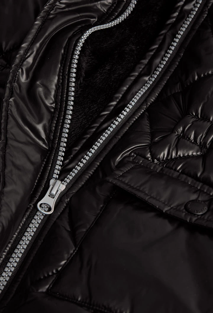 Girl´s parka in black technical fabric