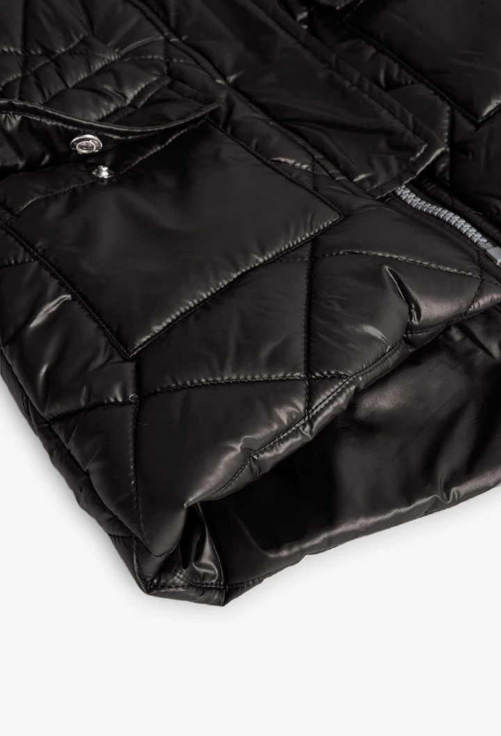 Parka menina tecido técnico preto