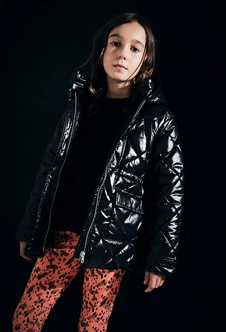 Parka bambina tessuto tecnico nero