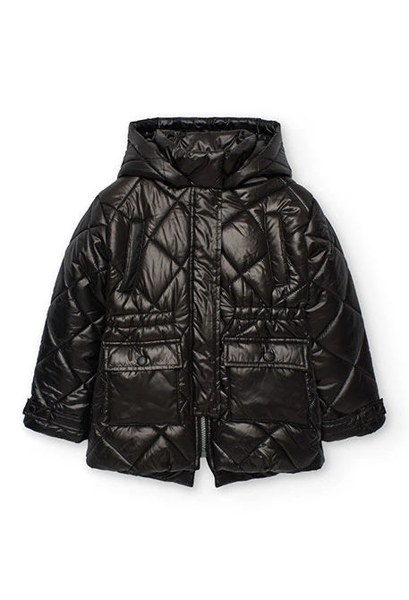 Girl´s parka in black technical fabric