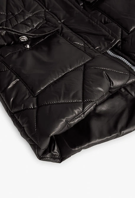 Parka fille tissu technique noir