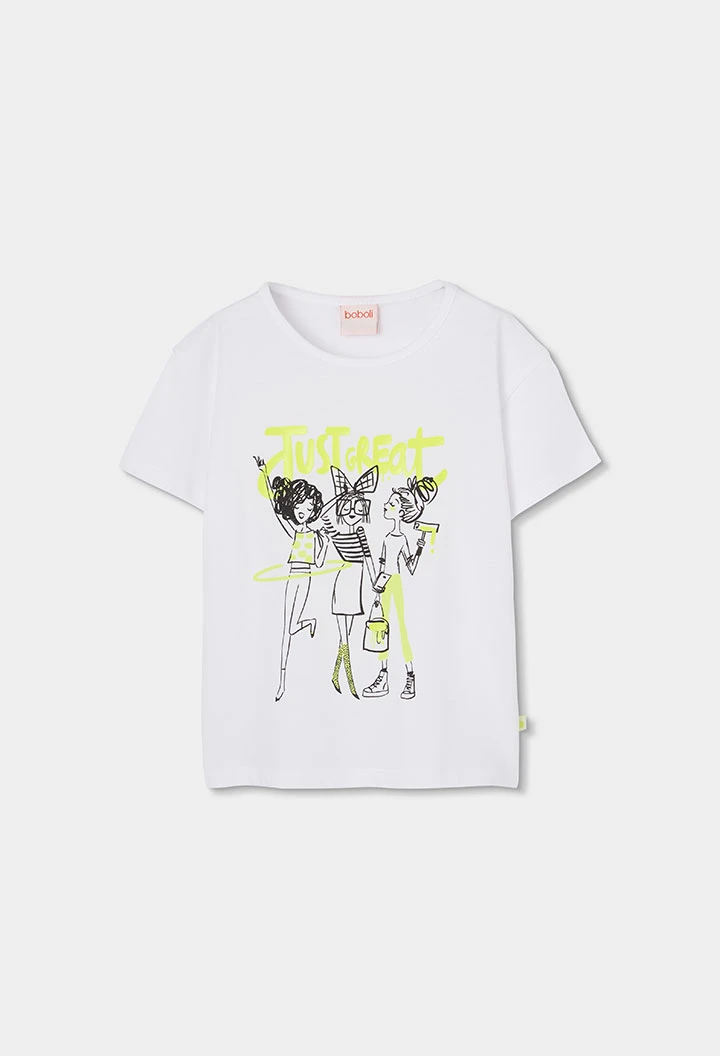 Girls? white cotton T-shirt