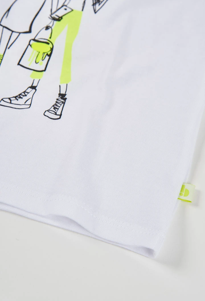 T-shirt fille en coton blanc