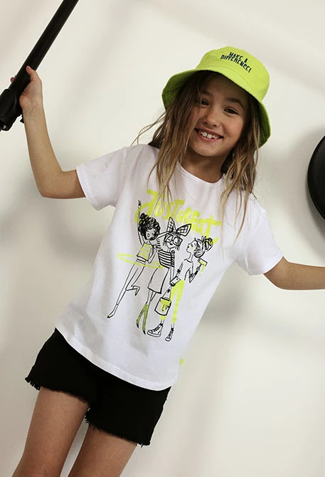 T-shirt fille en coton blanc