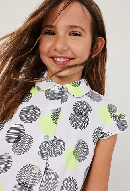 Camisa niña topos blanco