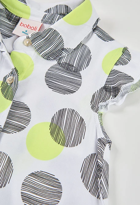Chemise fille pois blancs