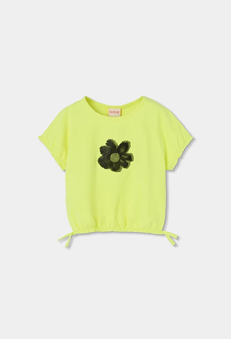 Girl?s green elastic knit T-shirt