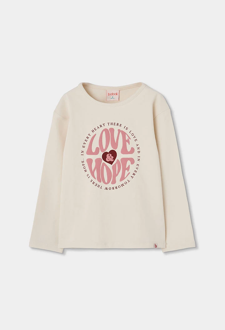 Camiseta punto niña crudo estampado Love & Hope