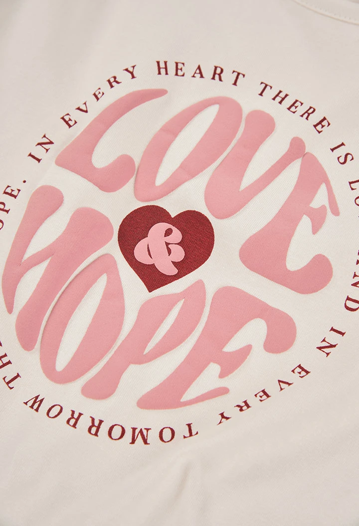 Camiseta punto niña crudo estampado Love & Hope