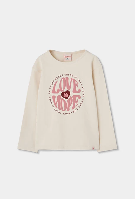 Samarreta de punt nena cru estampat Love & Hope