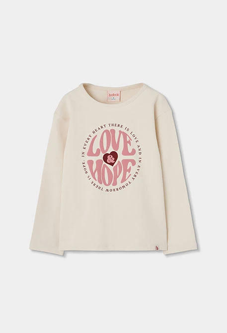 Camiseta de malha menina cru estampado Love & Hope