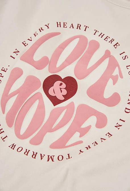 Samarreta de punt nena cru estampat Love & Hope