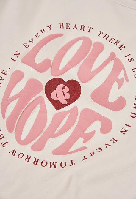 Maglietta in maglia bambina grezzo stampa Love & Hope