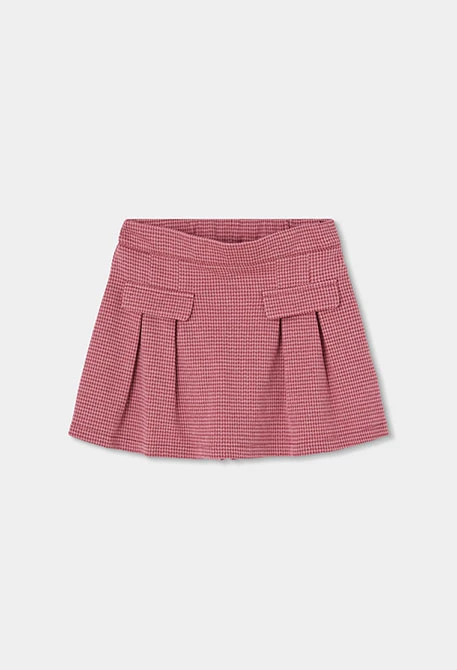 Gonna-short in maglia rosa pied-de-poule