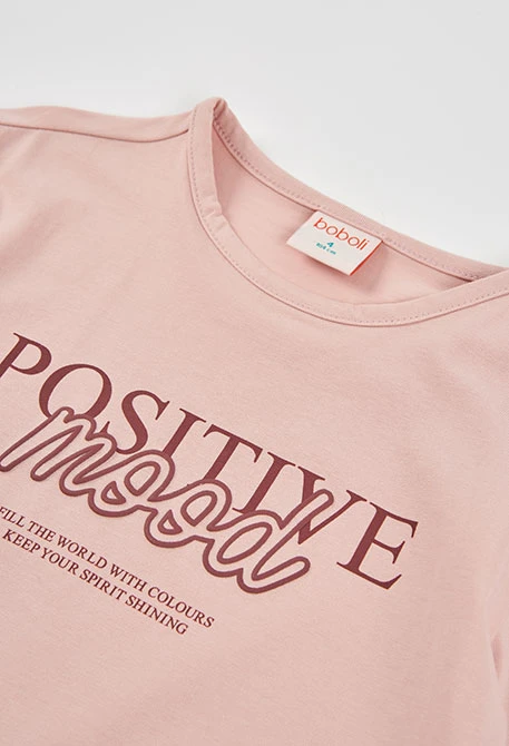 Mädchen-T-Shirt rosa mit „Positive Mood\"-Aufdruck
