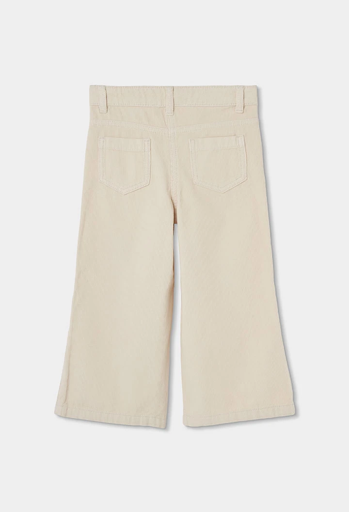 Pantalón micropana niña crudo wide leg