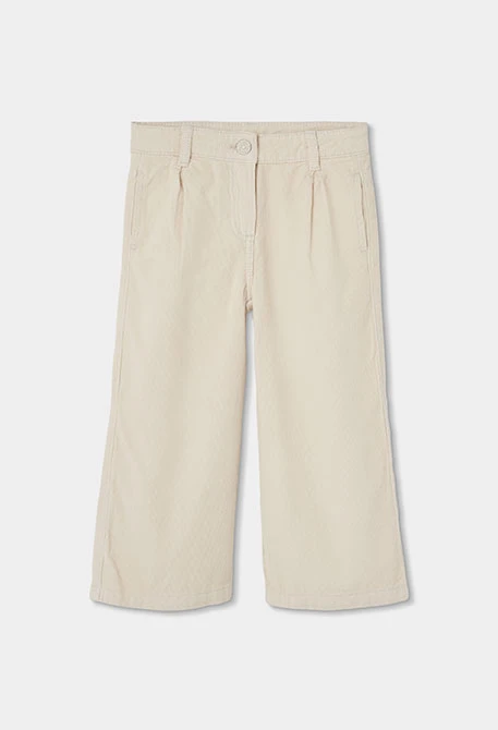 Pantalón micropana niña crudo wide leg