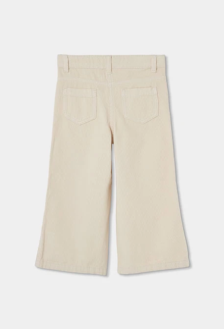 Girl\'s raw wide leg micro-corduroy trousers