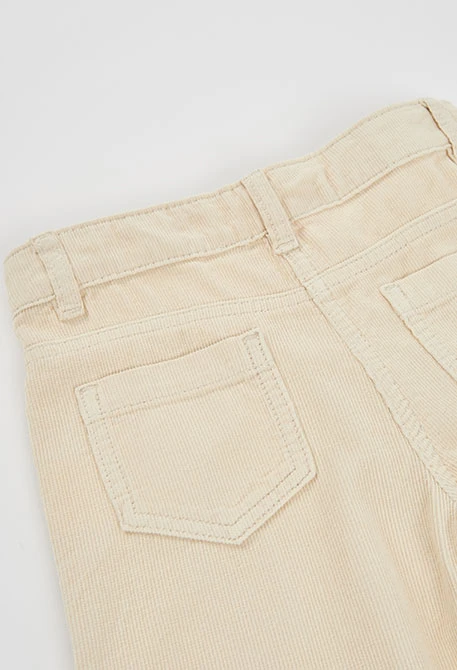 Girl\'s raw wide leg micro-corduroy trousers