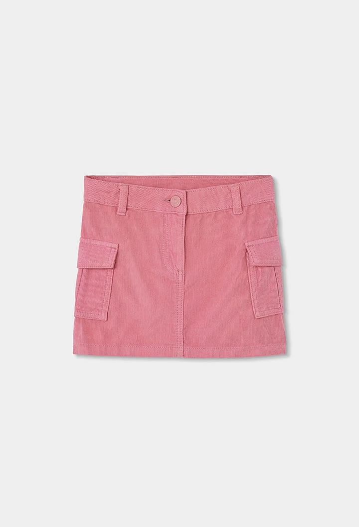 Rosa Mikrocord-Rock mit Cargotaschen