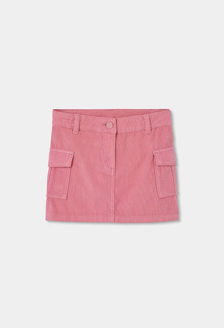 Rosa Mikrocord-Rock mit Cargotaschen