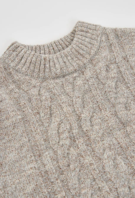 Cream braided knit jumper for girls
