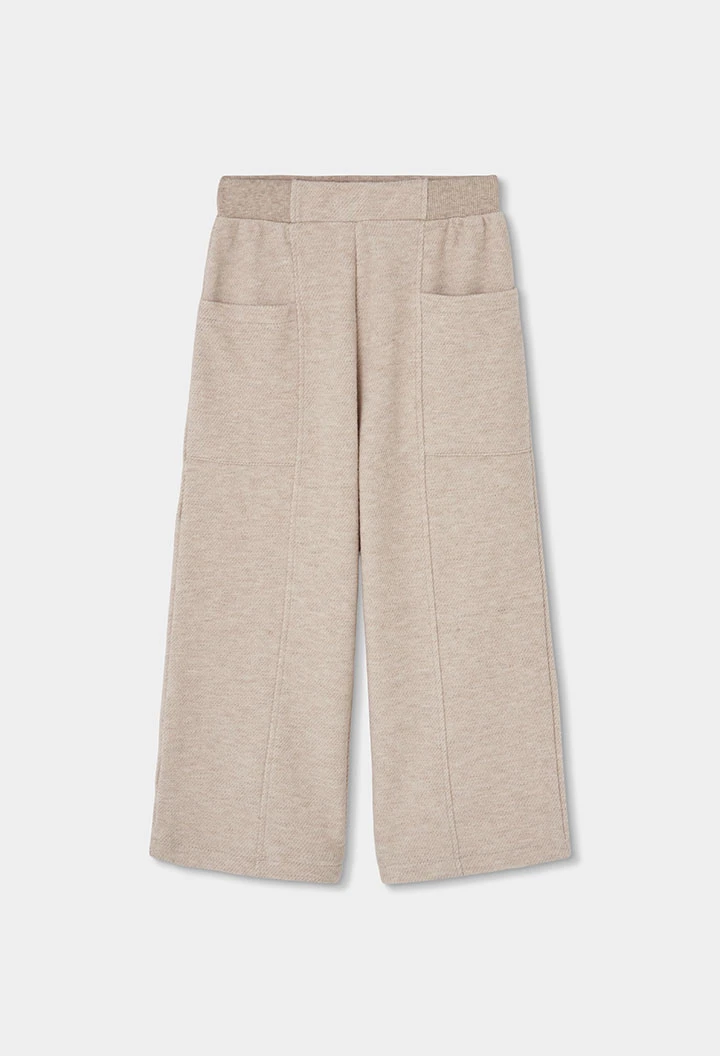 Beiges Strickweite-Hose für Mädchen