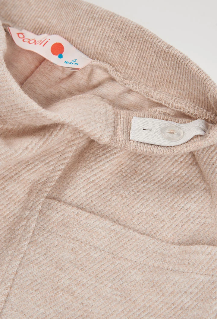 Pantalón niña beige de punto wide leg