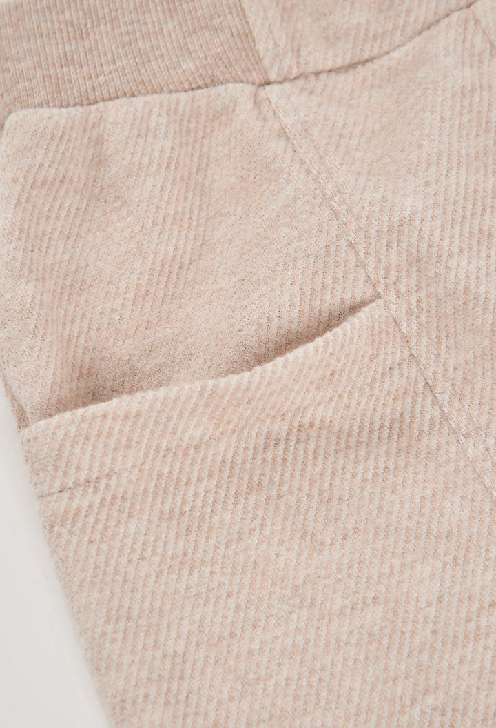 Pantalons de punt wide leg beix per a nena