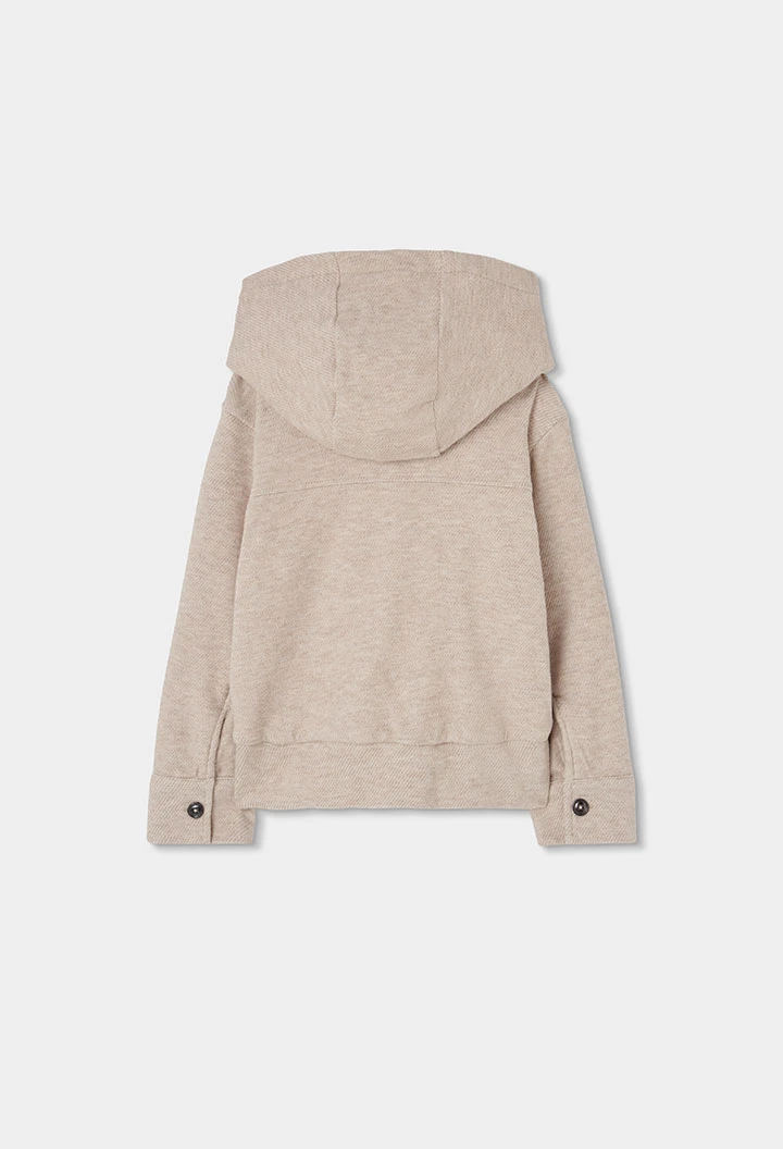 Beiges Strickjacke mit Kapuze für Mädchen