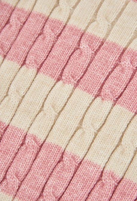Camisola menina rosa às riscas com tranças