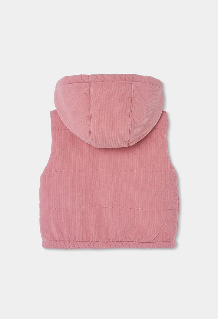 Armilla de pana nena rosa amb caputxa
